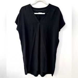 VINCE 100% silk black mini dress tunic shirt size small v-neck short sleeve